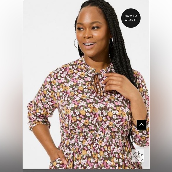 TORRID SIZE 1 1X 14-16 NWT MINI STRETCH CHALLIS FRONT KEYHOLE DRESS - Picture 4 of 5